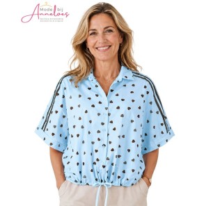 Enjoy Blouse KM 503617 hartjes bies Blauw